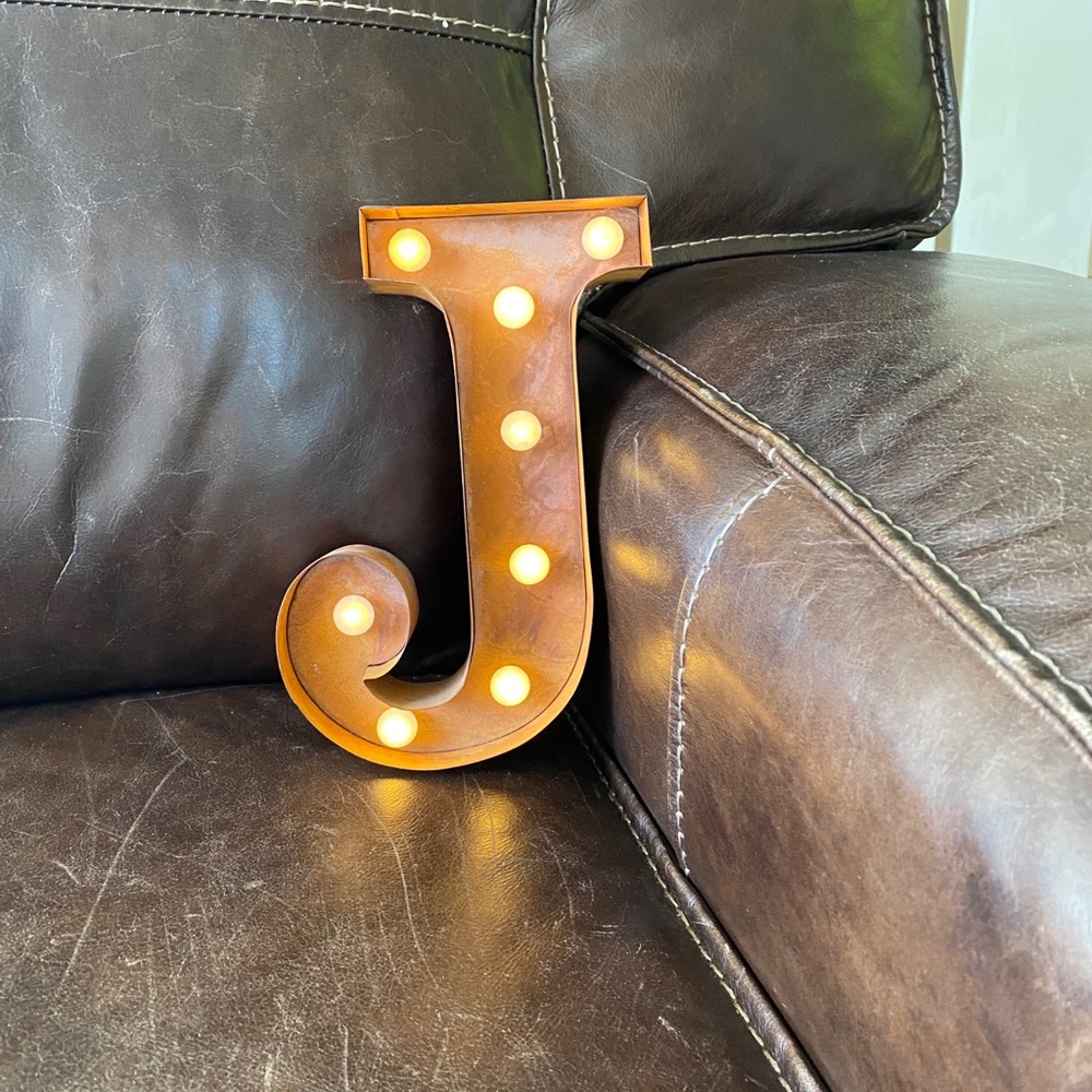 Lighted “J” for decor